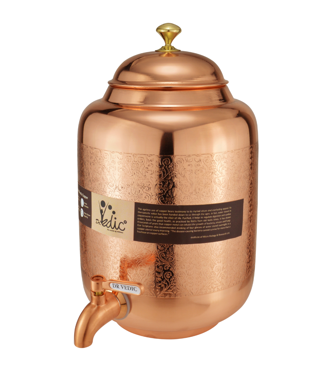 Drvedic Copper Aayurveda Mataka (Glossy Carving)